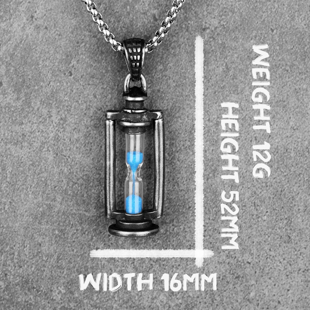 Retro Hourglass Pendant Long Chain Necklace — Stainless Steel
