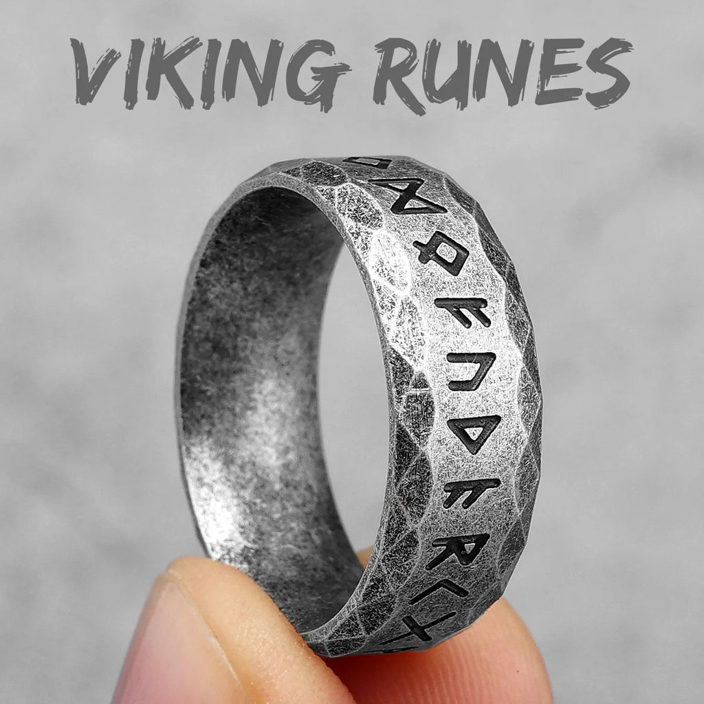 Vintage Nordic Viking Runes Celtic Knot Series Stainless Steel Womens Mens Rings Punk Biker Jewelry Creativity Gift