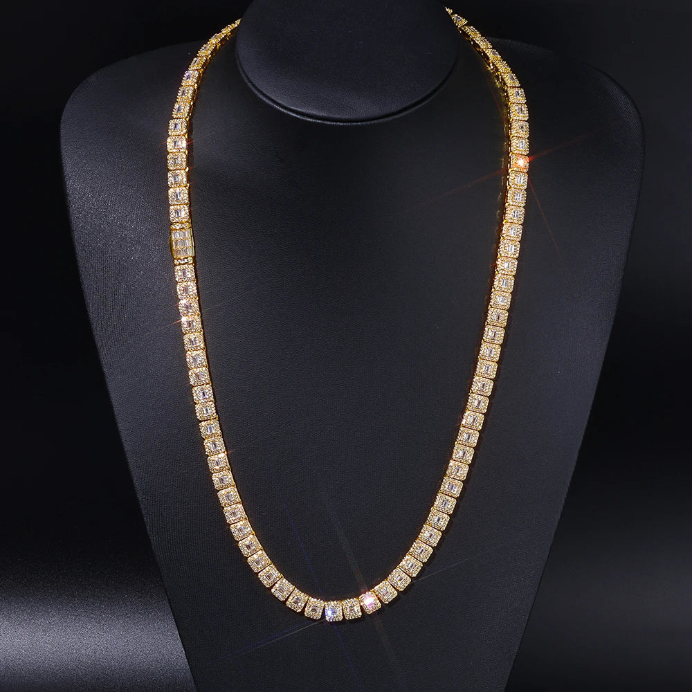 Tennis Chain Necklace Stainless Steel 7.5MM Cluster