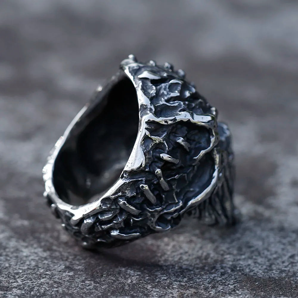 2025 NEW Gothic Punk Satanic Devil Skull Ring Vintage Steampunk Men's Stainless Steel Ring Hiphop Motorcycle Rock Biker