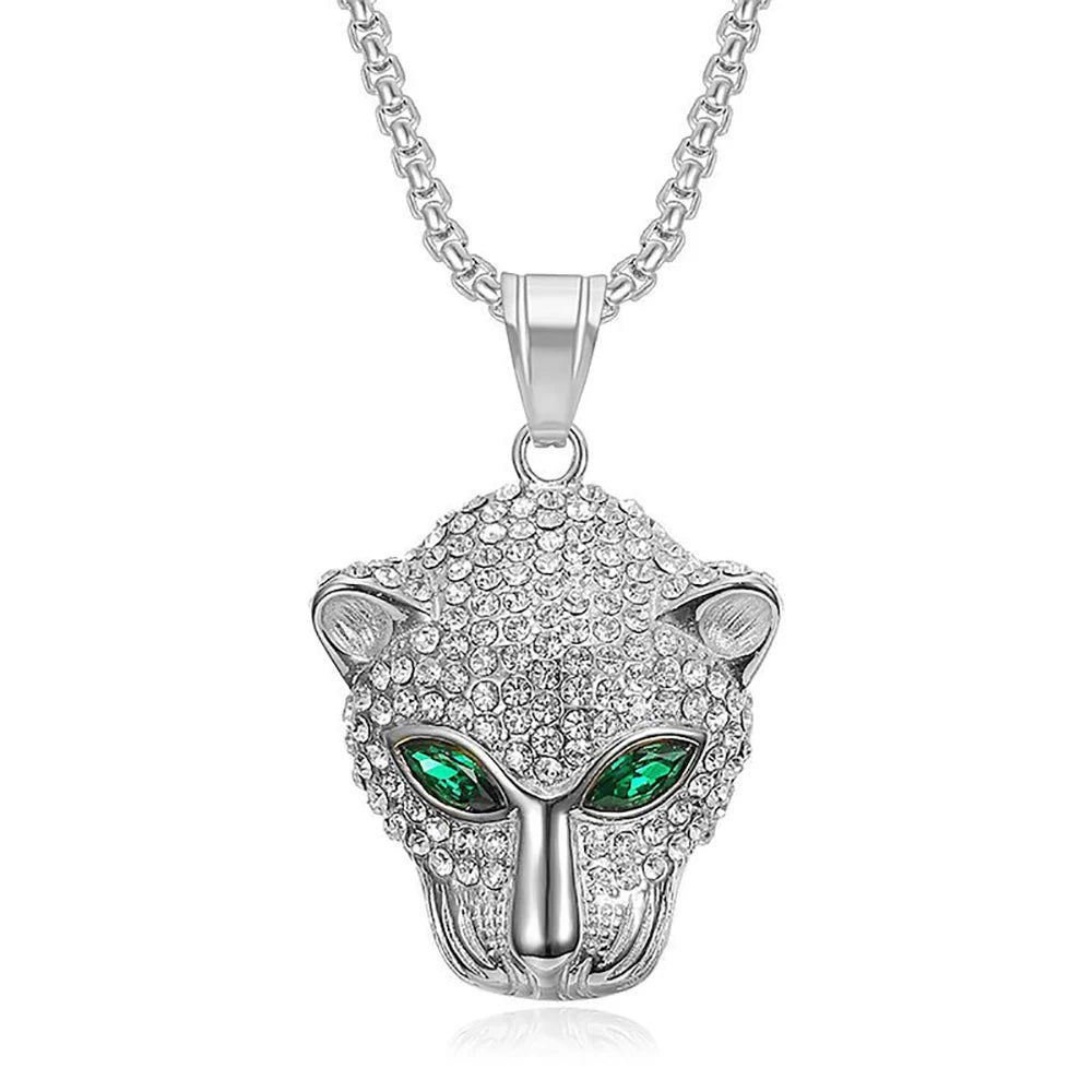 Vintage Leopard Head Pendant Necklace — Stainless Steel