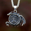 Viking Dragon Stainless Steel Pendant Necklace
