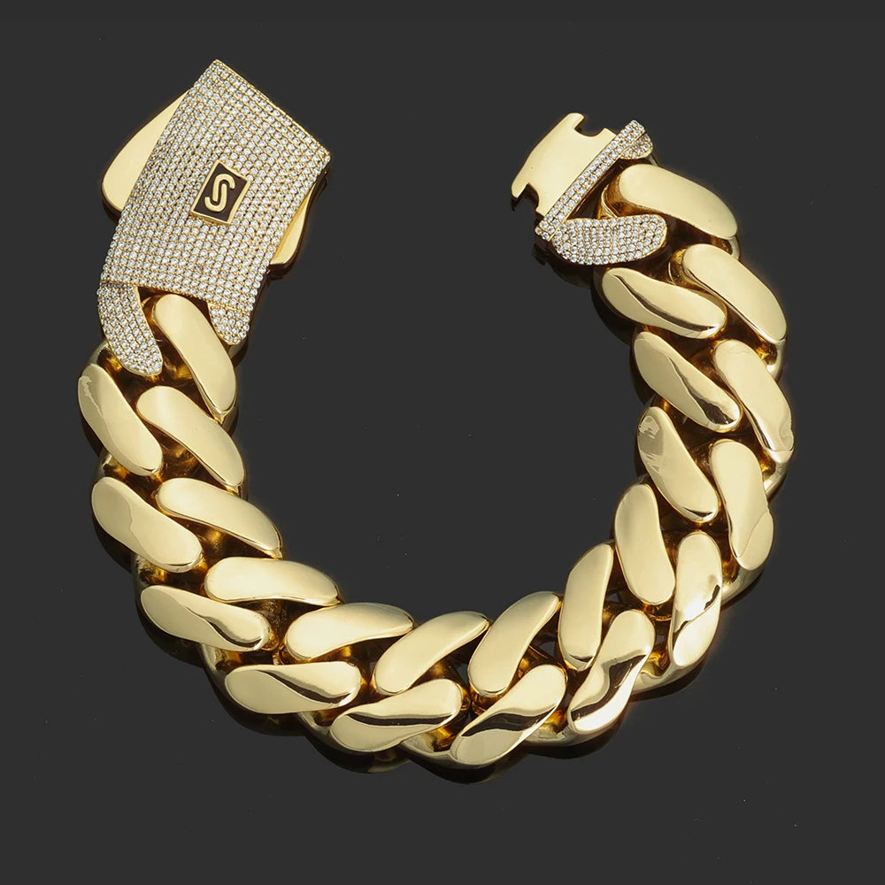 NY Hip Hop Jewelry Multiple Sizes Monaco Chain 14K Gold Plated 6/8/10/12/15MM Cuban Link Necklace for Men Party Gift