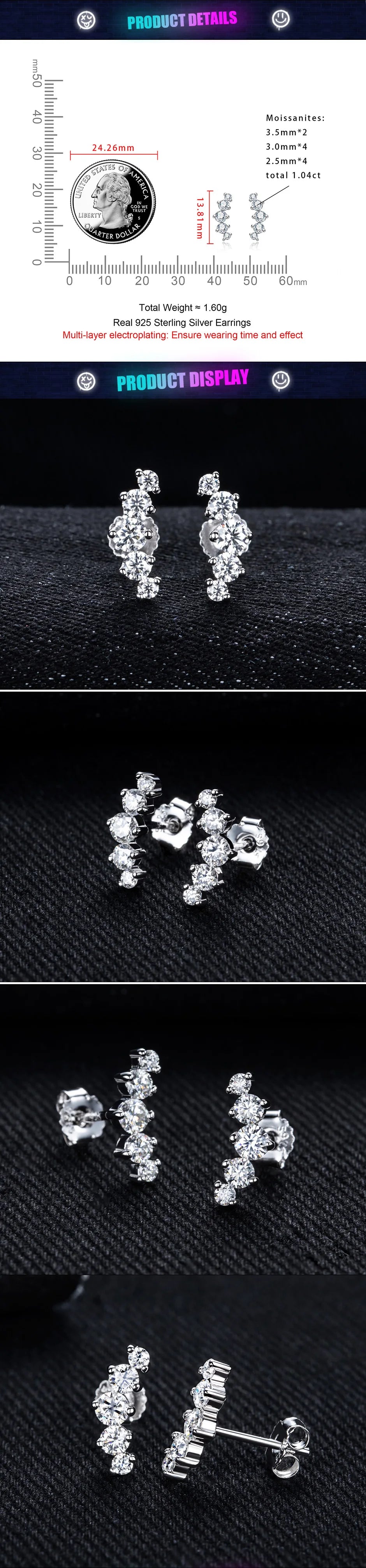 Iced Out Stud Earrings — 925 Silver