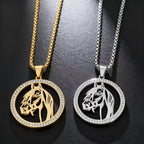 Iced Out Horse Steel Pendant Rhinestone Zodiac