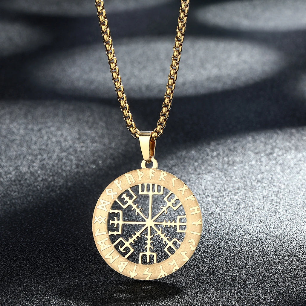 CHENGXUN Hindu Ganesha Coin Pendant Necklace for Men Womens Lord Ganesha Medallion Charm Neck Chain Spirit Totem Jewelry