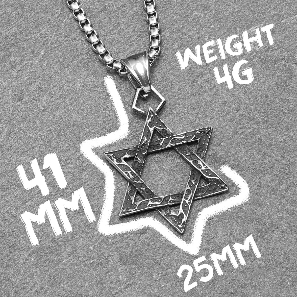 Star of David Pendant Necklace Stainless Steel