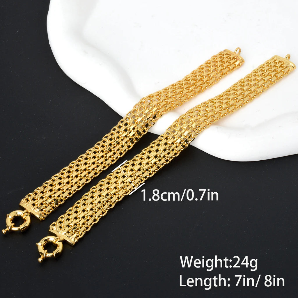 18MM Big Wide Chain For Men Women Bracelet Double Weaving Rolo Cable Curb Link Catenary Chain Fashion Thick Bangle