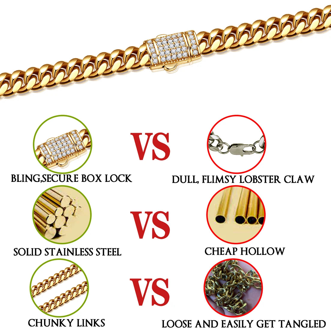 Cuban Chain Bracelet 6-14mm — Stainless