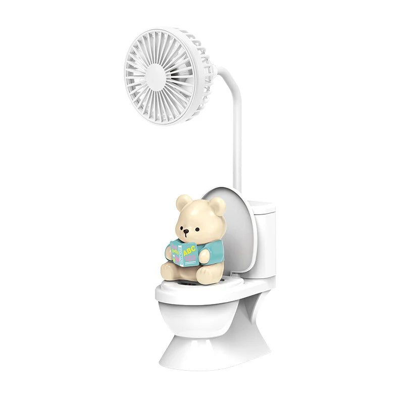 Creative Toilet Tabletop Fan HighStrong Wind Rechargeable Desktop Fan With Pen Holder Desk Fan for Kids Adults Home