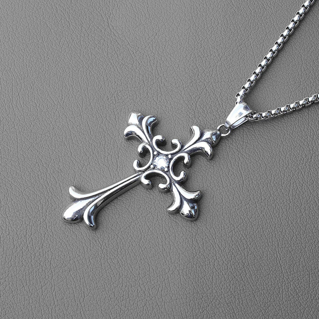 Gothic Cross Steel Pendant European American Retro