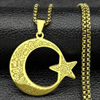 Star Crescent Moon Pendant Necklace — Stainless Steel
