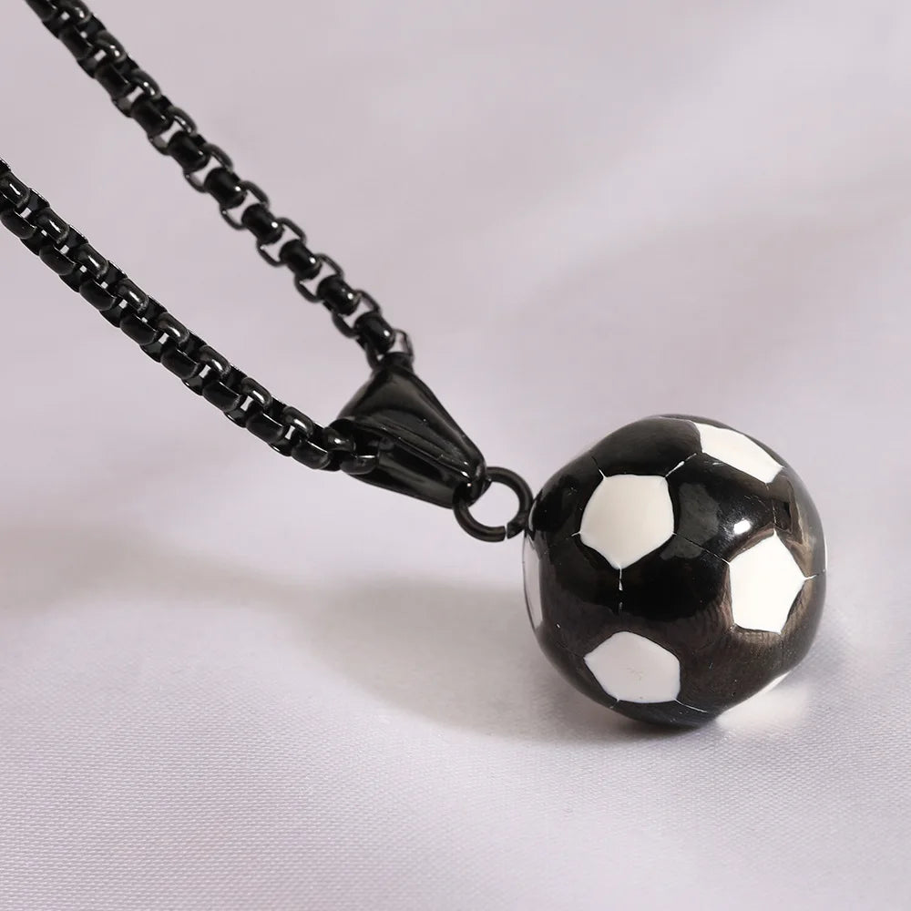 Football Soccer Steel Pendant 316L Necklace