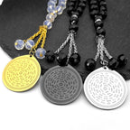 72 Names of God Car Pendant — Hexagram Beads, Stainless Steel