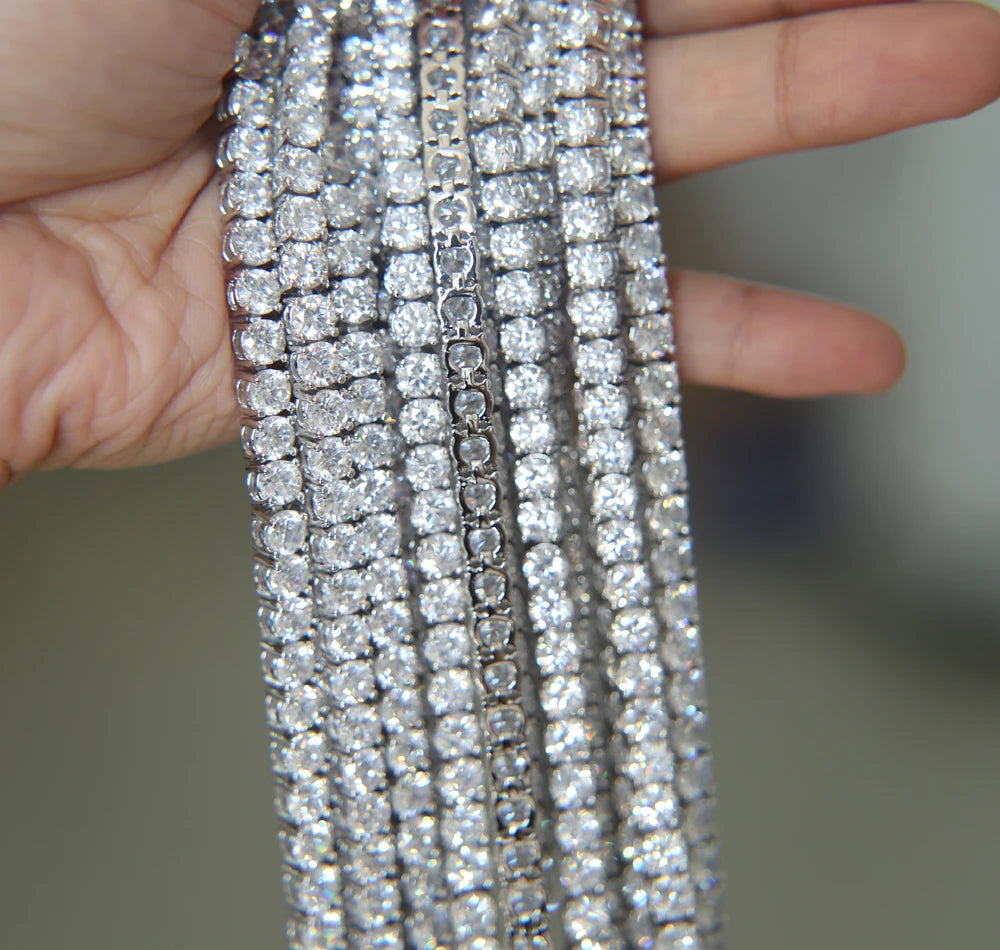 3MM 4MM 5MM 5A Cubic Zirconia CZ Tennis Chain Necklace High Quality Iced Out Bling Hip Hop Men Boy Classic Basic Chains