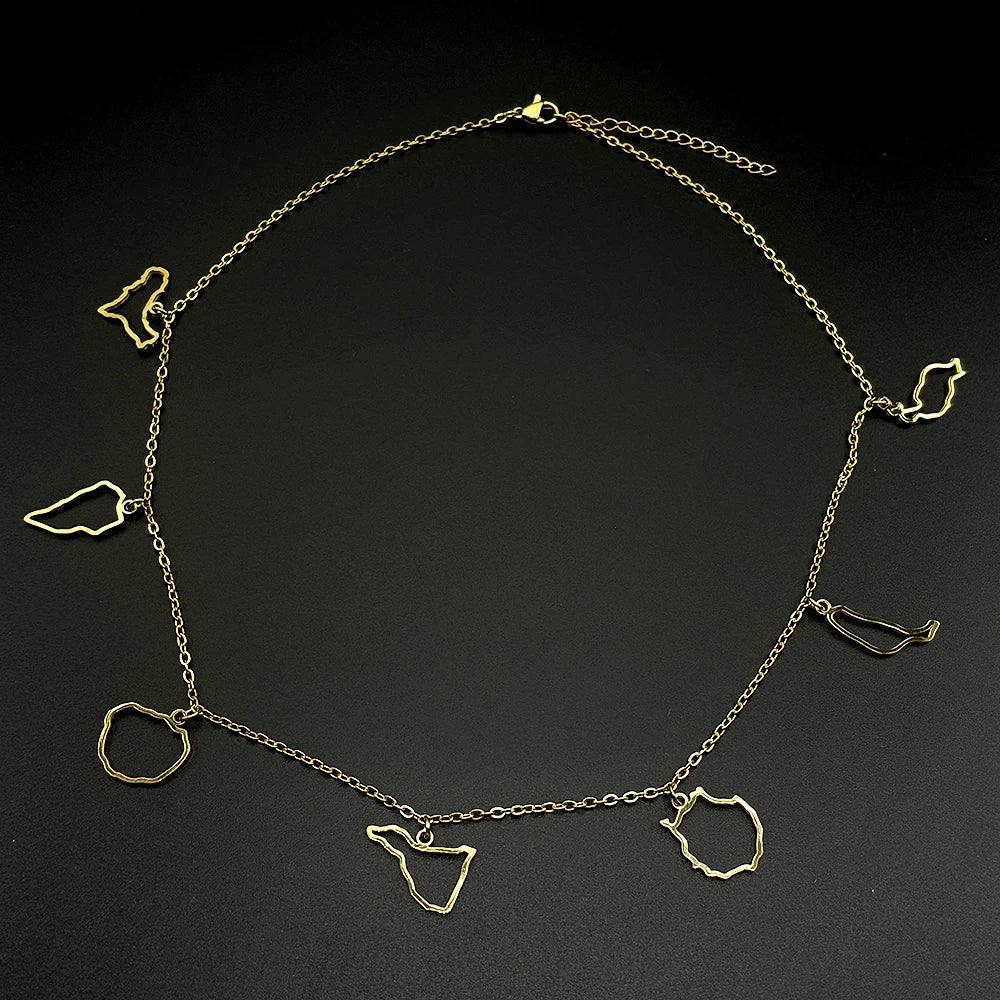 Canary Islands Map Choker Necklace — Stainless Steel