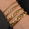 Stainless Steel Punk Cuban Chain Bracelet for Men Minimalist Silver Color Hip Hop Bracelet Party Fashion Jewelry Gifts