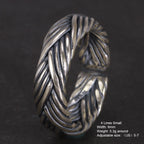 S925 Sterling Silver 2 and 4 Lines Braided Rings Handmade Viking Bands Adjustable Size 5-10 Handcrafted Jewelry