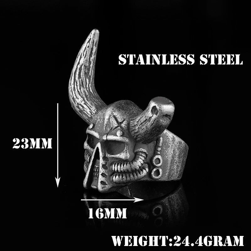 Cool Good Detail Broken Angle Skull Evil Ring Norse Punk Rock 316 L Stainless Steel Rings Biker Punk Jewelry