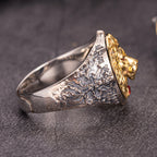 Lion Roar of Glory Silver Ring 925 Ring for men 3D relief frost howl Fashion Jewelry