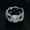 LYEE CYEE Hip Hop Full Pave Chain Wedding Ring R9029! 925 Silver & Moissanite, Dazzling Band for Men & Women, Luxury