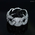 LYEE CYEE Hip Hop Full Pave Chain Wedding Ring R9029! 925 Silver & Moissanite, Dazzling Band for Men & Women, Luxury