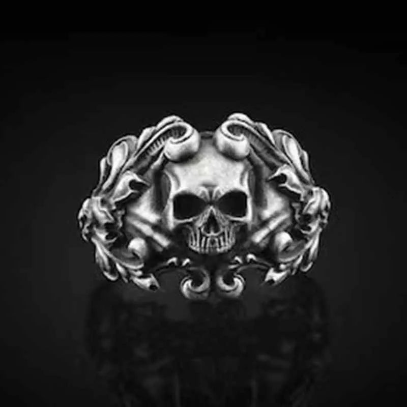 Men's Calvarium Skull Ring Gothic 316L Stainless Steel Biker Ring Motorcycle Band jewellery Party Gift OSR734
