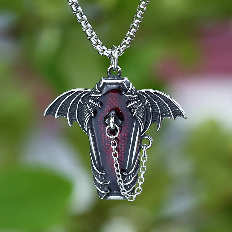 Gothic Bat Stainless Steel Pendant Necklace