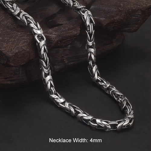 6MM Thick Mantra Chain Necklace — Silver