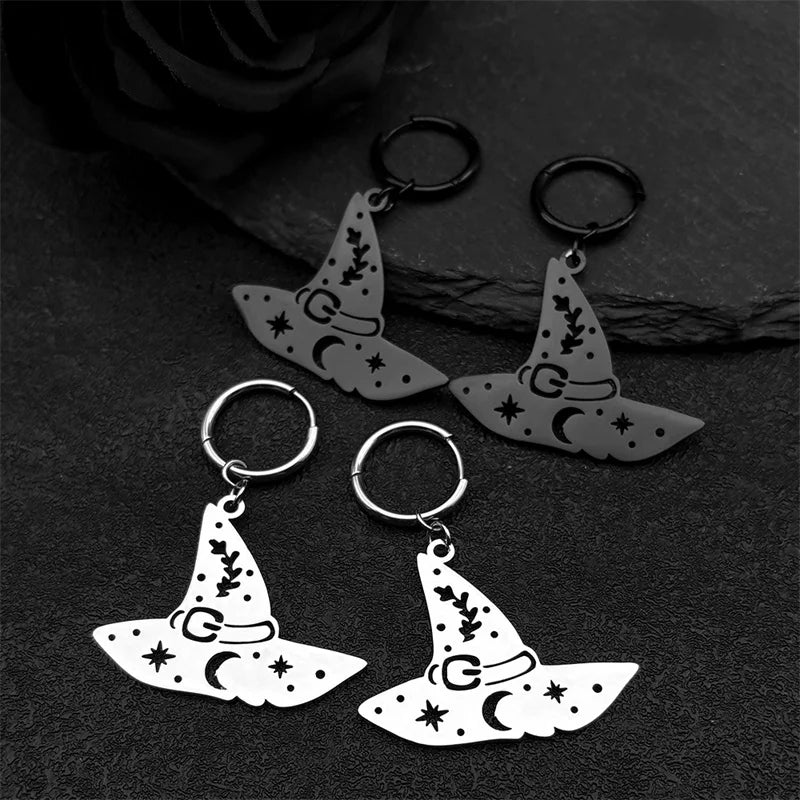 Star Silver Earrings Witch Hat Moon Snowflake