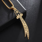 Stainless Steel Islamic Imam Ali Zulfiqar Sword Pendant Necklace Quran Pendant Shia Islamic Jewelry for Men and Women