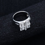 Iced Out Cross Ring — Two-Tone Silver Gold