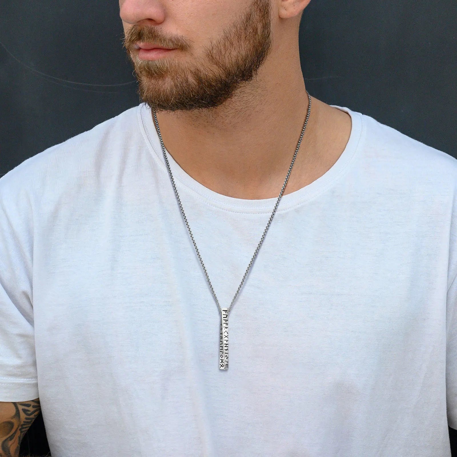 Viking Rune 3D Mobius Bar Pendant — Stainless Steel