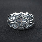 Vintage Knight Cross Amulet Ring for Men — Zinc Alloy