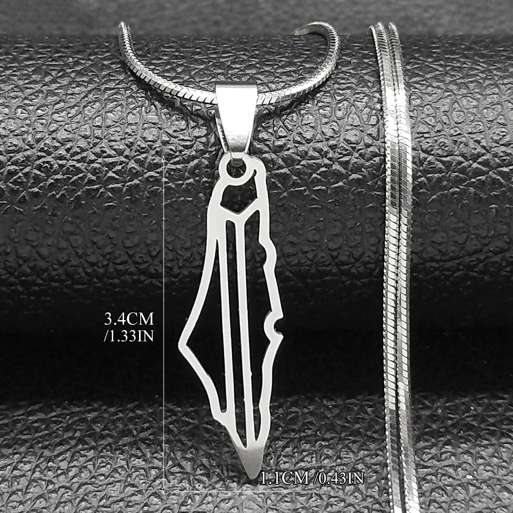 Israel-Palestine Map Pendant Necklace — Gold-Tone