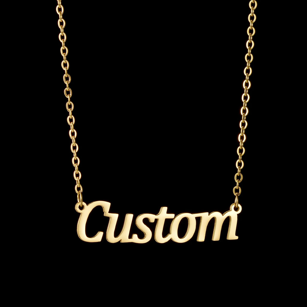 Atoztide Personalized Customized Brand Logo Names Pendant Necklace Stainless Steel Thick Chain for Men Women Jewelry