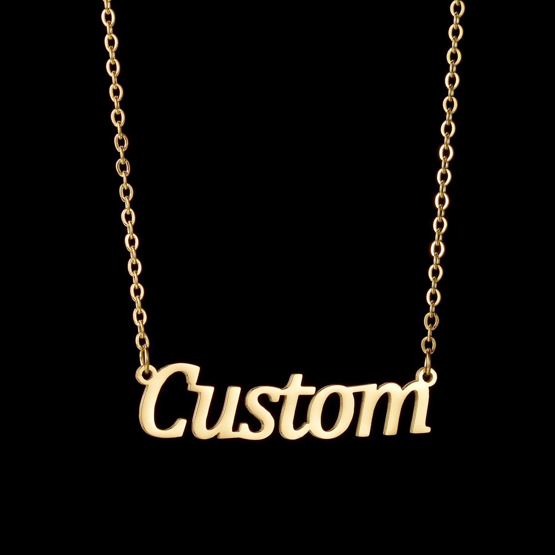 Atoztide Personalized Customized Brand Logo Names Pendant Necklace Stainless Steel Thick Chain for Men Women Jewelry
