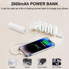 Portable Mini Fan 2000mAh USB Rechargeable 3 Speed Handheld Foldable Fan Hand Held Small Pocket Travel Fan with Handy