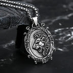 Lion Head Pattern Pendant Necklace — Stainless Steel