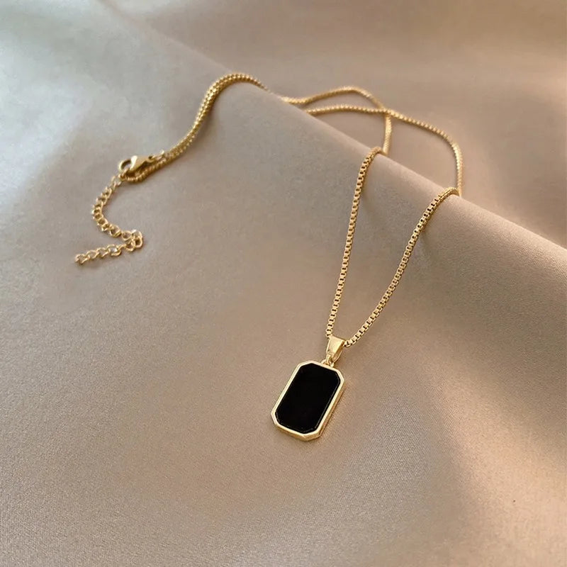 Simple Geometric Pendant Necklaces for Men Women Rectangle Stainless Steel Jewelry Cadenas Para Hombre Collares Para