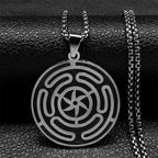 Hecate Wheel Pendant Necklace — Stainless Steel