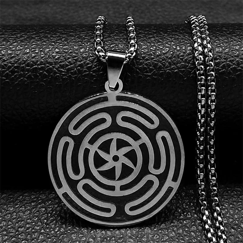 Hecate Wheel Pendant Necklace — Stainless Steel