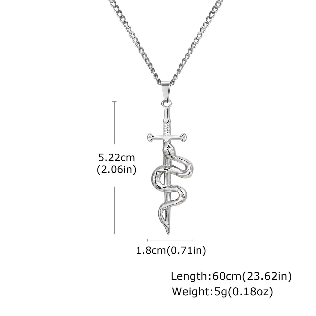 Cross Snake Cuban Chain Pendant Necklace