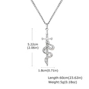 Sword Cross Snake Cuban Chain Pendant Necklace