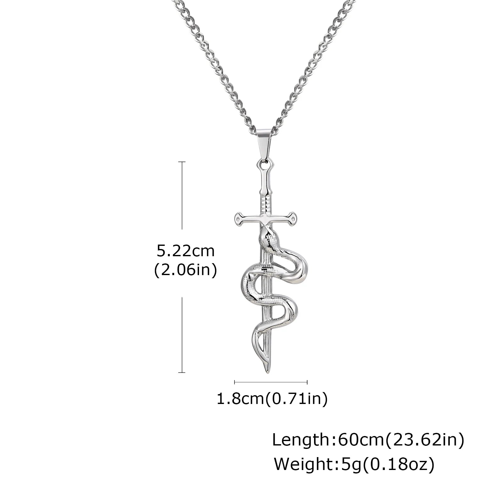 Cross Snake Cuban Chain Pendant Necklace