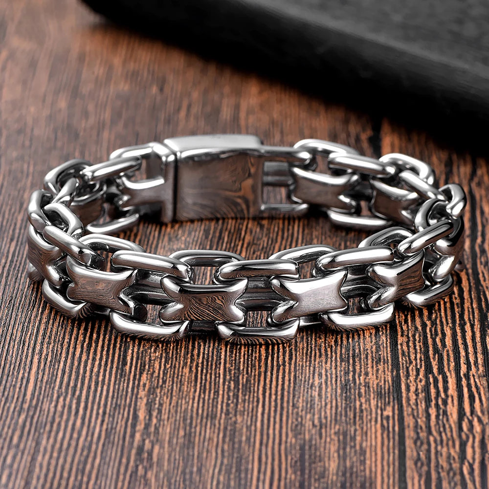 Vintage Double Zero Link Cuban Chain Bracelet — Stainless Steel