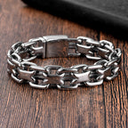 Vintage Double Zero Link Cuban Chain Bracelet — Stainless Steel