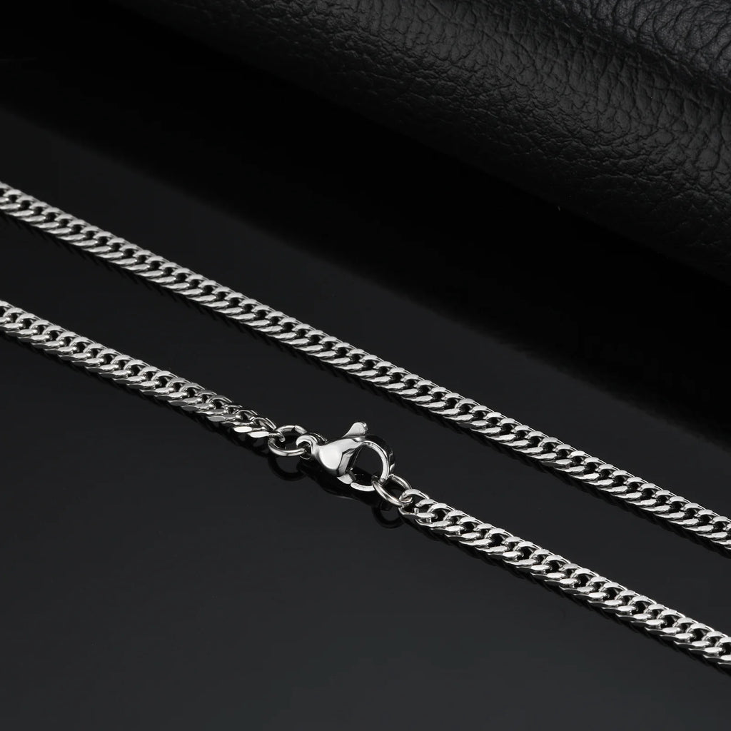 Braided Link Chain Choker Necklace — Stainless Steel