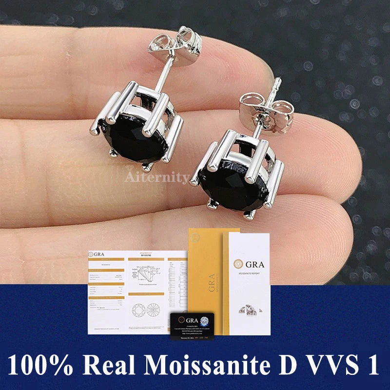 Moissanite Studs Earrings Pass Diamond tester Pen For Men Women 18K Platinum Plated Bride Wedding Gemstone 925 Silver Earrings
