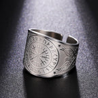 Nordic Vegvisir Compass Ring — Stainless Steel